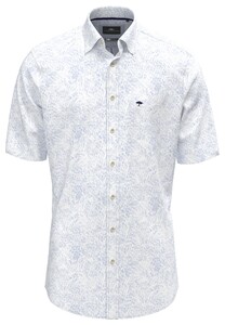 Fynch-Hatton Subtle Leaves Short Sleeve Kent Collar Overhemd Summer Breeze
