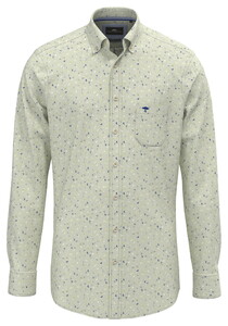 Fynch-Hatton Subtle Texture Mini Flower Fantasy Overhemd Avocado