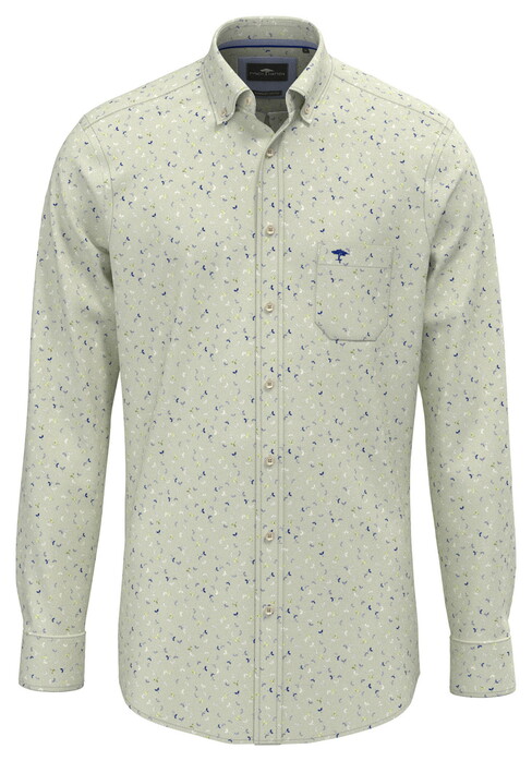 Fynch-Hatton Subtle Texture Mini Flower Fantasy Overhemd Avocado