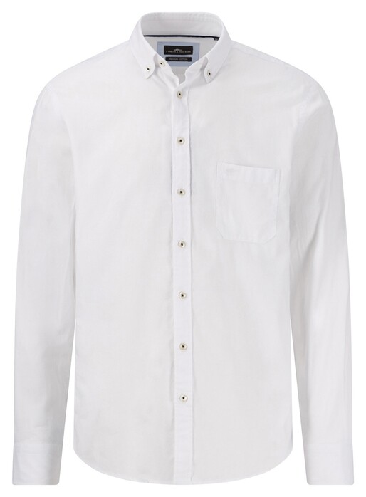Fynch-Hatton Subtle Texture Uni Color Button-Down Overhemd Wit