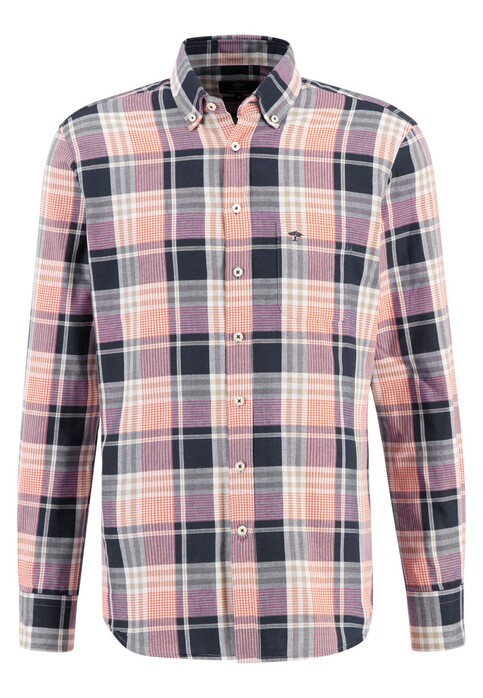 Fynch-Hatton Summer Bold Checks Button Down Overhemd Navy-Multi