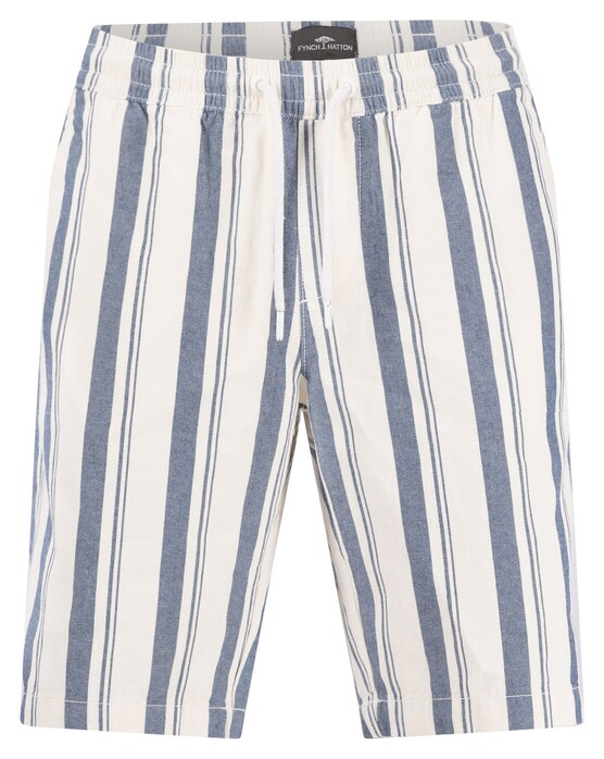 Fynch-Hatton Summer Duo Stripe Drawstring Pull-On Bermuda Blauw-Wit