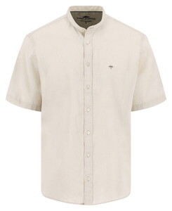 Fynch-Hatton Summer Linen Stand-Up Collar Shirt Cement