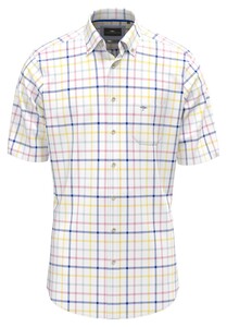 Fynch-Hatton Summer Oxford Check Short Sleeve Overhemd Wit-Multi