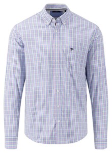 Fynch-Hatton Superfine Combi Check Overhemd Dusty Lavender-Multi