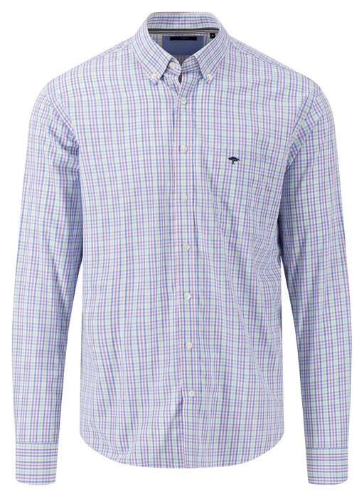 Fynch-Hatton Superfine Combi Check Overhemd Dusty Lavender-Multi