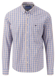 Fynch-Hatton Superfine Combi Check Overhemd Papaya-Multi
