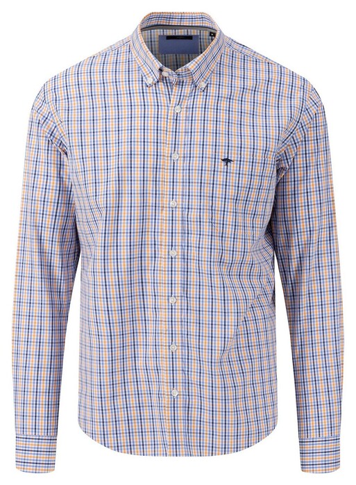 Fynch-Hatton Superfine Combi Check Overhemd Papaya-Multi