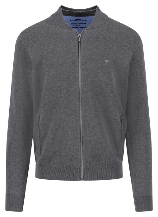 Fynch-Hatton Superfine Cotton College Collar Cardigan Steel