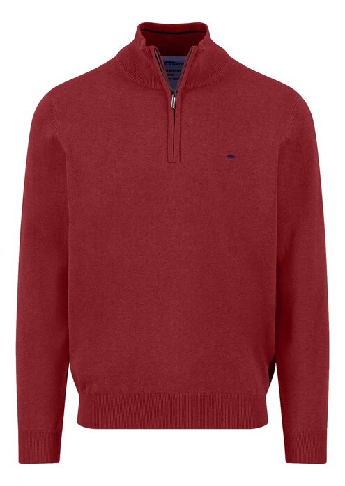 Fynch-Hatton Superfine Cotton Troyer Zip Trui Garnet Red