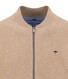 Fynch-Hatton Superfine Cotton Zip Cardigan College Collar Taupe
