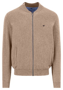 Fynch-Hatton Superfine Cotton Zip Cardigan College Collar Taupe