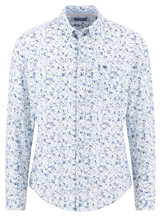 Fynch-Hatton Superfine Premium Cotton Flower Pattern Button-Down Overhemd Horizon