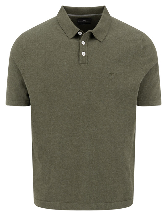 Fynch-Hatton Superflex Shortsleeve Subtle Mélange Polo Donker Khaki