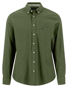 Fynch-Hatton Supersoft Cotton Button-Down Shirt Moss