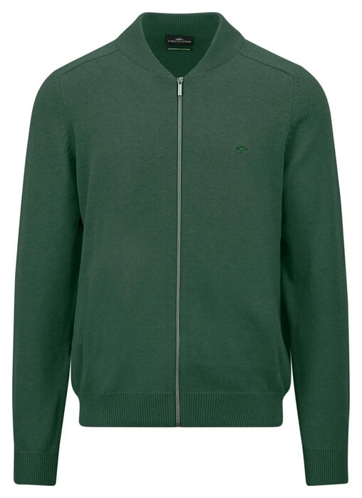 Fynch-Hatton Supersoft Cotton Cardigan College Collar Vest Dark Emerald