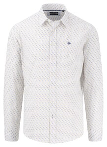 Fynch-Hatton Supersoft Cotton Dot Pattern Subtle Structure Kent Overhemd Beige-Blauw