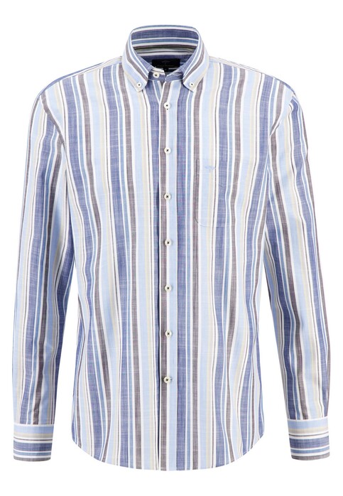 Fynch-Hatton Supersoft Cotton Summer Bold Stripes Button Down Overhemd Midnight