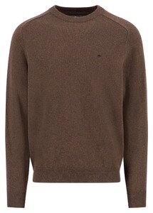 Fynch-Hatton Supersoft Lambswool O-Neck Trui Dark Chocolate