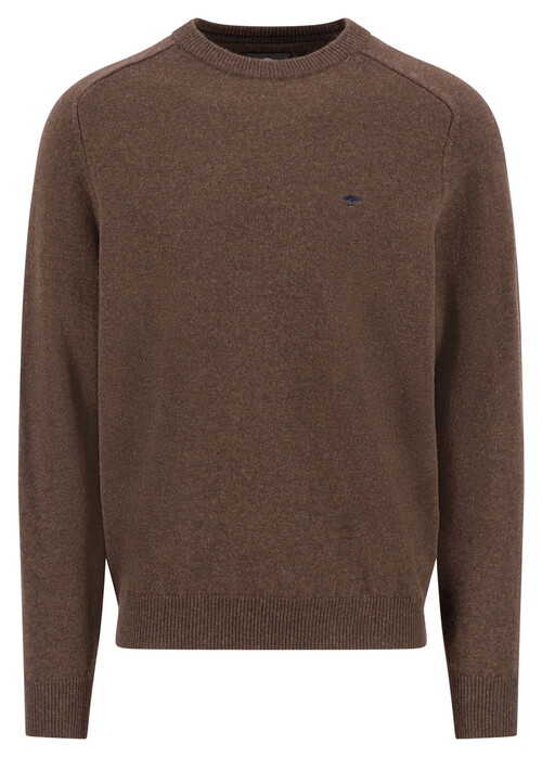 Fynch-Hatton Supersoft Lambswool O-Neck Trui Dark Chocolate