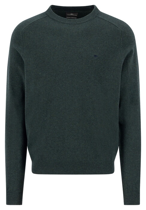 Fynch-Hatton Supersoft Lambswool O-Neck Trui Dark Ivy