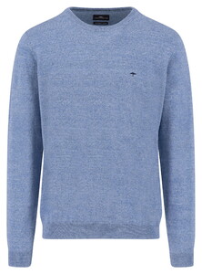 Fynch-Hatton Supersoft Touch O-Neck Cotton Wool Blend Trui Crystal Blue