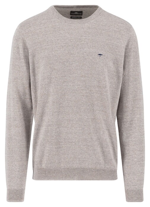 Fynch-Hatton Supersoft Touch O-Neck Cotton Wool Blend Trui Light Taupe