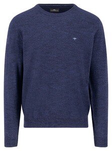 Fynch-Hatton Supersoft Touch O-Neck Cotton Wool Blend Trui Navy