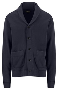 Fynch-Hatton Sweat Jacket Garment Dyed Cardigan Navy