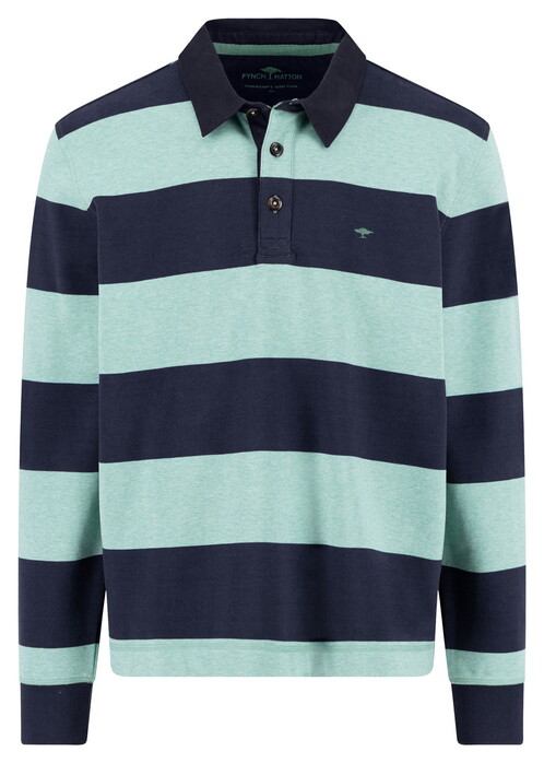 Fynch-Hatton Sweat Rugby Striped Polo Collar Trui Fern