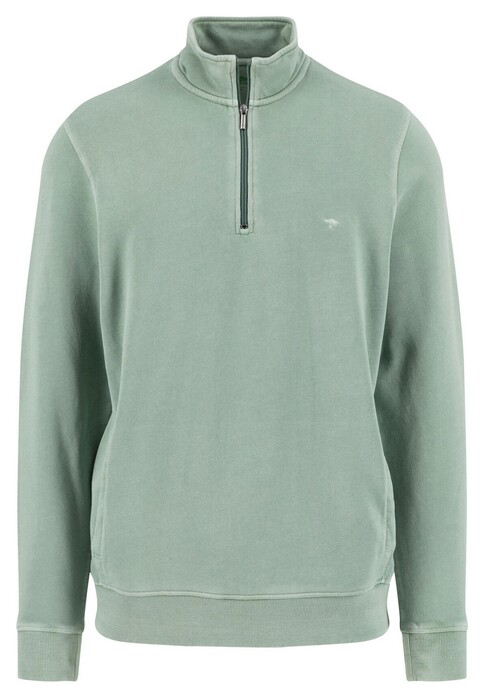 Fynch-Hatton Sweat Troyer Zip Garment Dyed Trui Fern