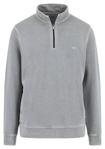Fynch-Hatton Sweat Troyer Zip Garment Dyed Trui Licht Grijs