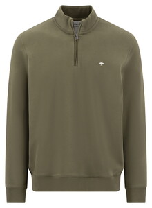 Fynch-Hatton Sweat Troyer Zip Trui Donker Khaki