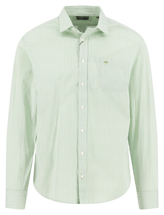 Fynch-Hatton Texture Pattern Kent Collar Overhemd Avocado