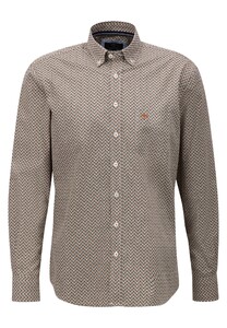 Fynch-Hatton Triangle Fantasy Tiles Pattern Button Down Overhemd Deep Forest
