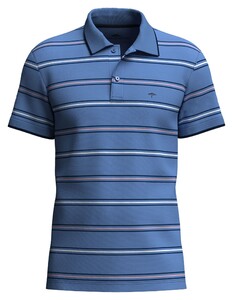 Fynch-Hatton Triple Stripe Cotton Poloshirt Crystal Blue-Peony