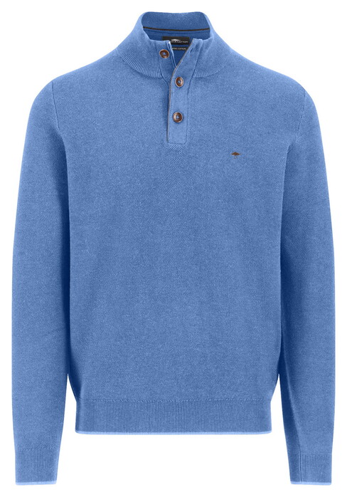 Fynch-Hatton Troyer Button Allover Texture Pullover Crystal Blue