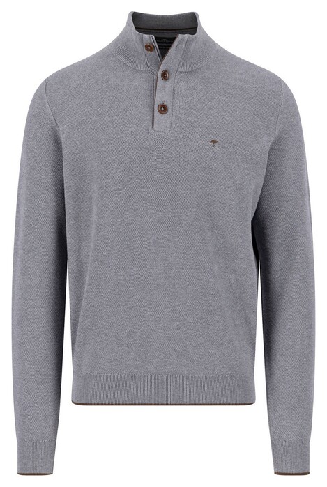 Fynch-Hatton Troyer Button Allover Texture Pullover Steel
