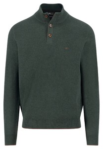 Fynch-Hatton Troyer Button Allover Texture Trui Dark Ivy