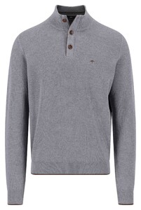 Fynch-Hatton Troyer Button Allover Texture Trui Steel