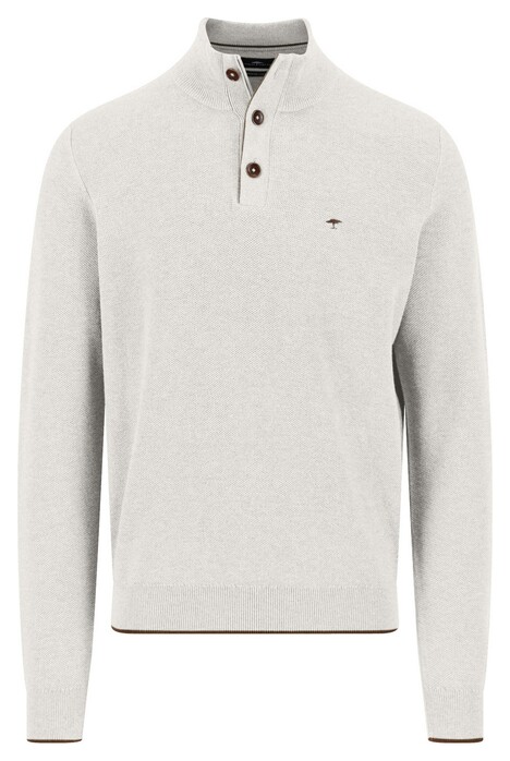 Fynch-Hatton Troyer Button Allover Texture Trui Winter White