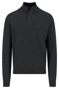 Fynch-Hatton Troyer Button Allover Texture Trui Zwart