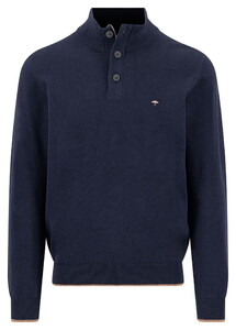 Fynch-Hatton Troyer Button Subtle Tipping Superfine Cotton Pullover Navy