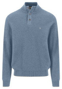 Fynch-Hatton Troyer Button Zip Structure Knit Trui Air Blue