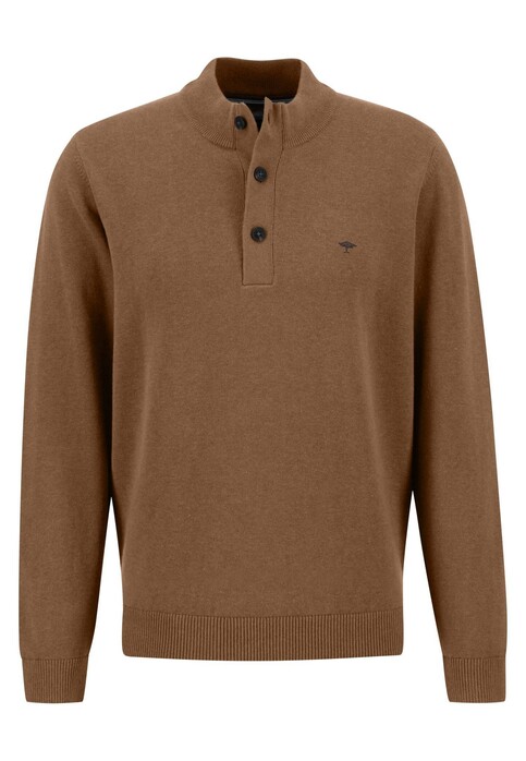 Fynch-Hatton Troyer Buttons Cotton Wool Trui Walnut Brown