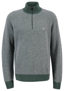 Fynch-Hatton Troyer Zip 3-Tone Merino Cashmere Trui Sage Green