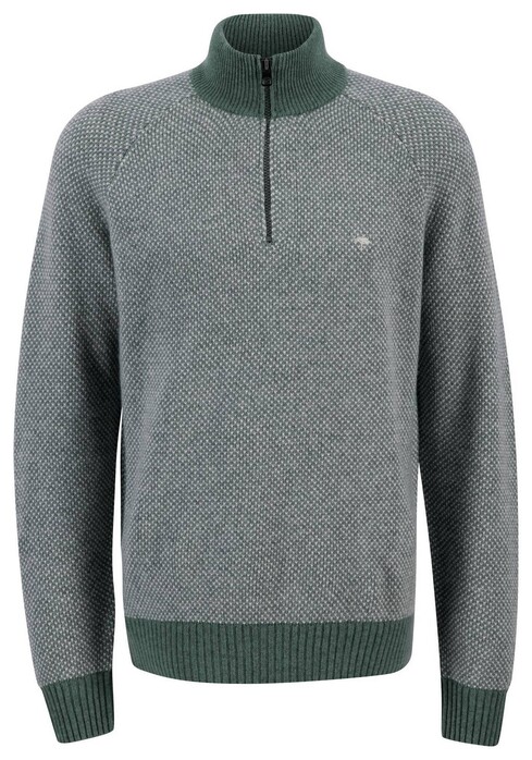 Fynch-Hatton Troyer Zip 3-Tone Merino Cashmere Trui Sage Green