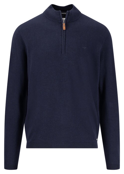 Fynch-Hatton Troyer Zip Air Cotton Trui Navy