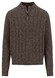 Fynch-Hatton Troyer Zip Cable Knit Donegal Pullover Dark Chocolate