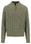 Fynch-Hatton Troyer Zip Cable Knit Donegal Pullover Dark Ivy